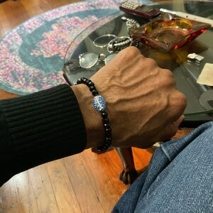 Men’s Blue Rhinestone Football Bracelet💙